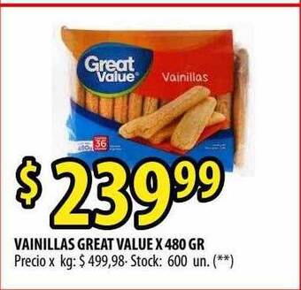 Punto Mayorista Vainillas Great Value oferta