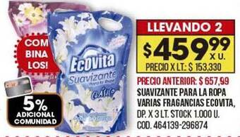 Coto Suavizante Para La Ropa Varias Fragancias Ecovita oferta