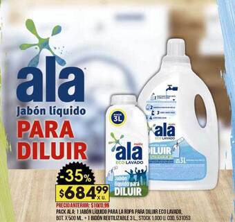 Coto Pack Ala: 1 Jabón Líquido Para La Ropa Para Diluir Eco Lavado + 1 Bidón Reutilizable oferta