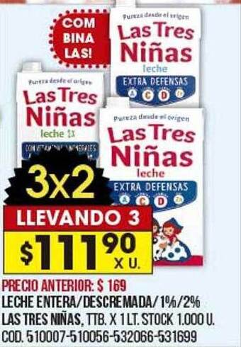 Coto Leche Entera Descremada 1% 2% Las Tres Niñas oferta