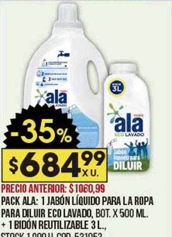 Coto Pack Ala: 1 Jabón Líquido Para La Ropa Para Diluir Eco Lavado + 1 Bidón Reutilizable oferta