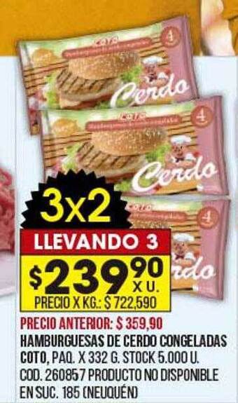 Coto Hamburguesas De Cerdo Congeladas Coto oferta