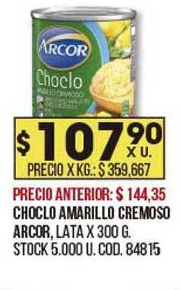 Coto Choclo Amarillo Cremoso Arcor oferta