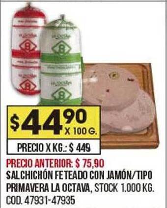 Coto Salchichón Feteado Con Jamón Tipo Primavera La Octava oferta