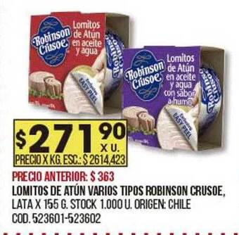 Coto Lomitos De Atún Varios Tipos Robinson Crusoe oferta
