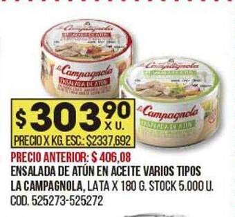 Coto Ensalada De Atún En Aceite Varios Tipos La Campagnola oferta