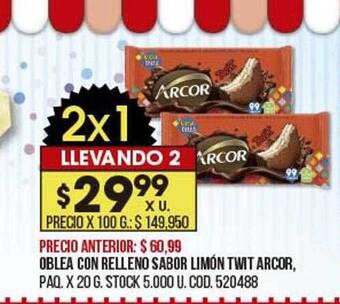 Coto Oblea Con Relleno Sabor Limón Twit Arcor oferta
