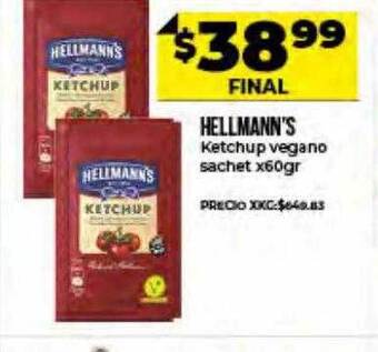 Supermayorista Vital Hellmann's Ketchup Vegano Sachet oferta