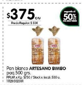 Jumbo Pan blanco artesano bimbo oferta