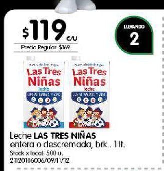 Jumbo Leche las tres niñas oferta