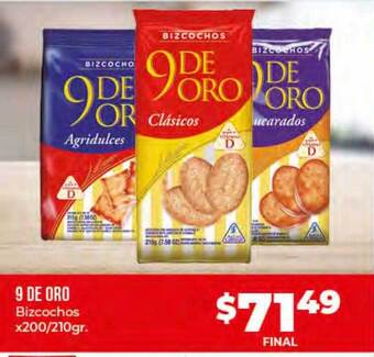 Supermayorista Vital 9 De Oro Bizcochos oferta