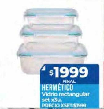 Supermayorista Vital Hermético Vidrio Rectangular Set oferta