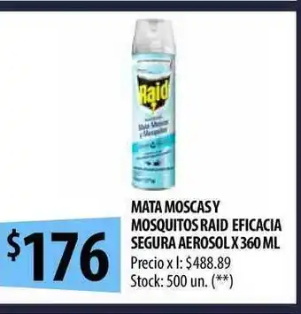 Punto Mayorista Raid Mata Moscasy Mosuitos Eficacia Segura Aerosol x 360ml oferta