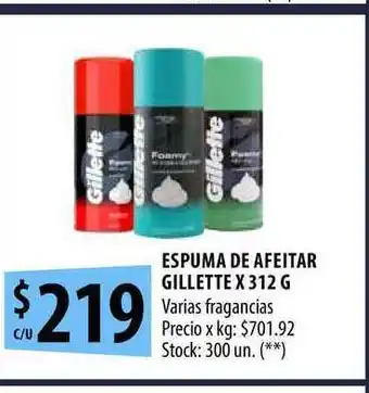 Punto Mayorista Gillette Espuma De Afeitar x 312g oferta