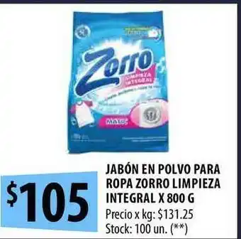 Punto Mayorista Zorro Jabón En Polvo Para Ropa Limpieza Integral 800g oferta