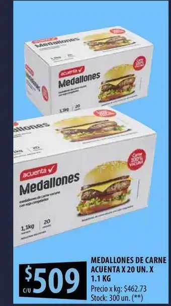 Punto Mayorista Medallones De Carne Acuenta x 20 un x 1.1kg oferta