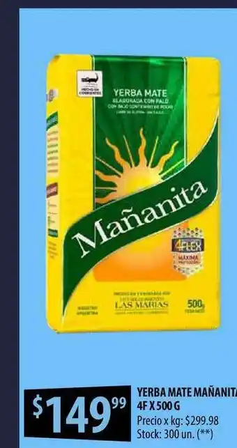 Punto Mayorista Yerba Mate Mañanita 4f x 500g oferta