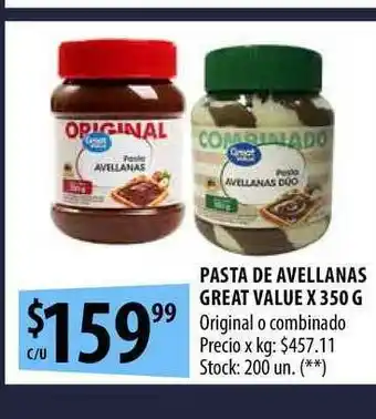 Punto Mayorista Pasta De Avellanas Great Value x 350g oferta