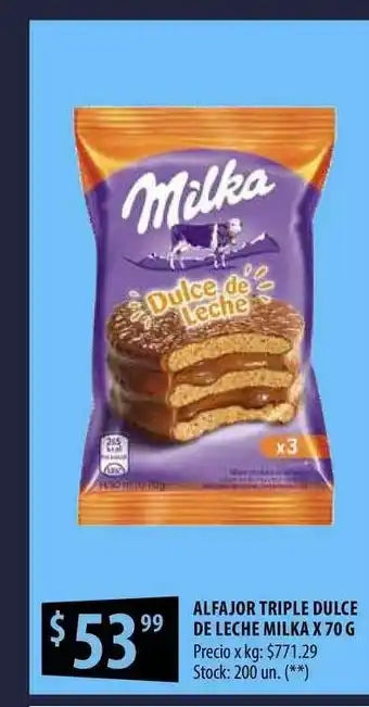 Punto Mayorista Milka Alfajor Triple Dulce De Leche x 70g oferta