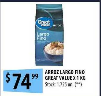 Punto Mayorista Arroz Largo Fino Great Value x 1kg oferta