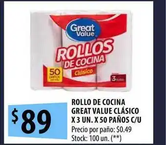 Punto Mayorista Rollo De Cocina Great Value Clásico Paños C U oferta