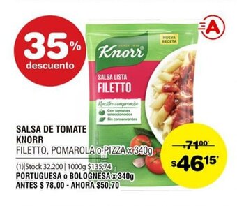 Atomo Conviene Knorr Salsa de Tomate x 340g oferta