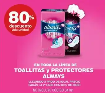 Atomo Conviene 80% descuento Always Toallitas y Protectores oferta