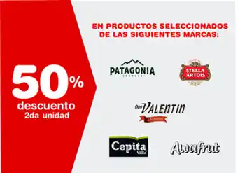 Atomo Conviene 50% descuento Patagonia, Stella Artois, Don Valentin, Cepita, Awafrut Productos oferta