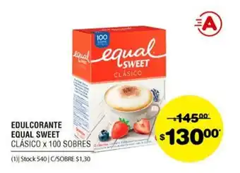 Atomo Conviene Equal Sweet Edulcorante x 100 sobres oferta