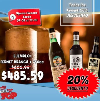 Supermercados Top Fernet Branca x 750cc oferta