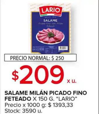 Carrefour Maxi Lario Salame Milán Picado Fino Feteado x 150g oferta