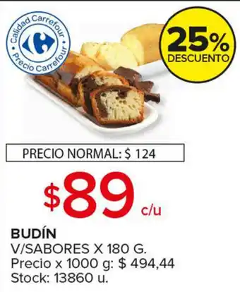 Carrefour Maxi Budín V/Sabores x 180g oferta