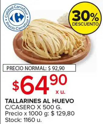 Carrefour Maxi Tallarines Al Huevo x 500g oferta