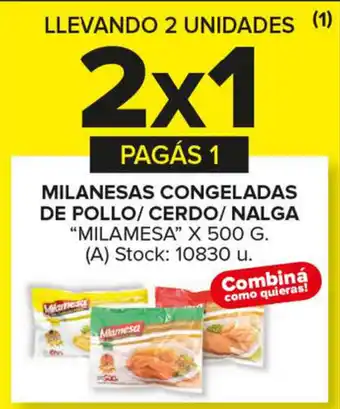 Carrefour Maxi 2x1 Milamesa Milanesas Congeladas De Pollo/ Cerdo/ Nalga x 500g oferta