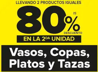 Carrefour Maxi 80% descuento Vasos, Copas, Platos y Tazas oferta