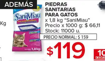 Carrefour Maxi SaniMiau Piedras Sanitarias para Gatos x 1,8kg oferta