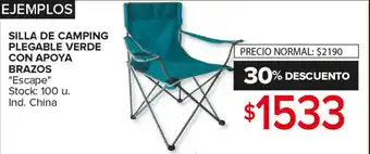 Carrefour Maxi Escape Silla de Camping Plegable Verde con Apoya oferta