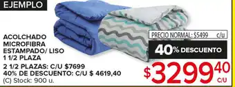 Carrefour Maxi Acolchado Microfibra Estampado/ Liso 1 1/2 Plaza oferta
