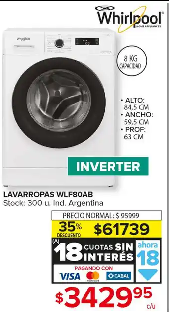 Carrefour Maxi Whirlpool Lavarropas WLF80AB oferta
