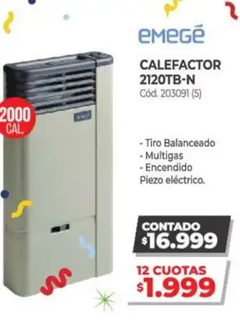 Naldo Lombardi Emegè Calefactor 2120TB-N oferta