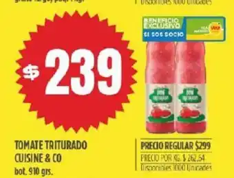 Supermercados Vea Tomate Triturado Cuisine & Co bot. 910 grs oferta