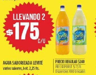 Agua Saborizada Levité varios sabores, bot. 2,25 lts