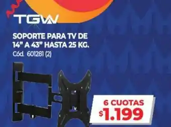 Naldo Lombardi TGW Soporte Para Tv De 14" A 43" Hasta 25 Kg. oferta