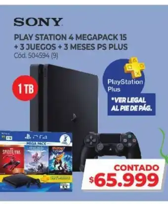 Naldo Lombardi Sony Play Station 4 Megapack 15 + 3 Juegos + 3 Meses Ps Plus oferta