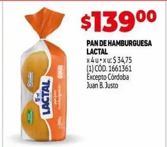 Makro Pan De Hamburguesa Lactal oferta