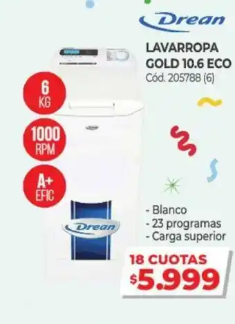 Naldo Lombardi Drean Lavarropa Gold 10.6 Eco oferta
