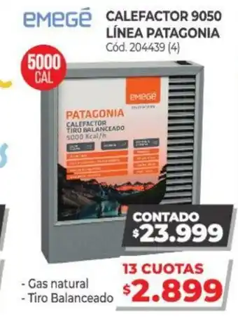 Naldo Lombardi Emegè Calefactor 9050 Línea Patagonia oferta