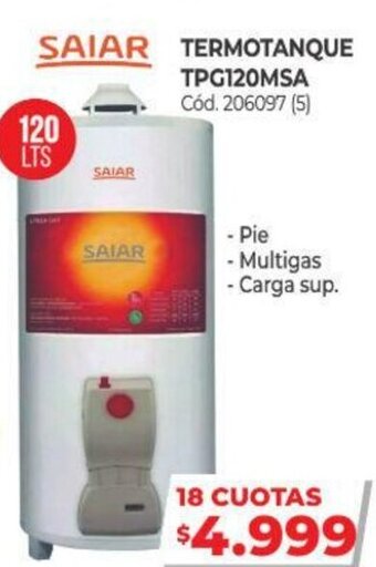 Naldo Lombardi Saiar Termotanque Tpg120msa oferta