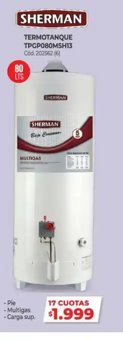 Naldo Lombardi Sherman Termotanque Tpg080msh13 oferta