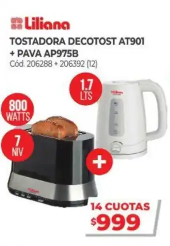 Naldo Lombardi Liliana Tostadora Decotost At901 + Pava Ap975b oferta
